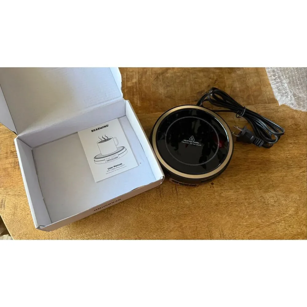 Bearwind S35 Coffee Mug Warmer Desk Heater Wood Grain New
